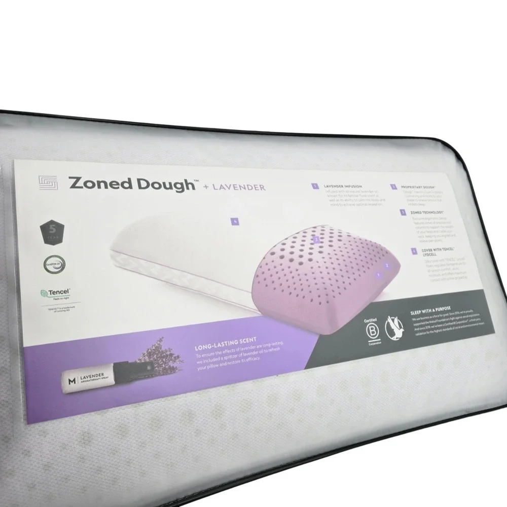 MALOUF Zoned Dough Memory‎ Foam Pillow Queen Lavender Aromatherapy Spray